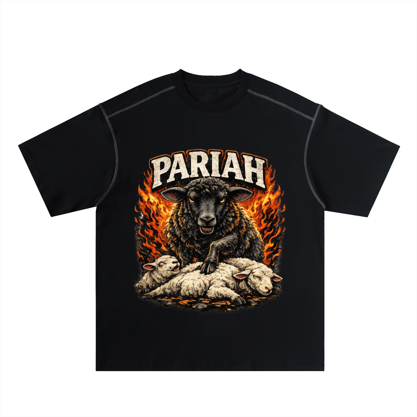 Black sheep Oversized Contrast-Stitched Tee