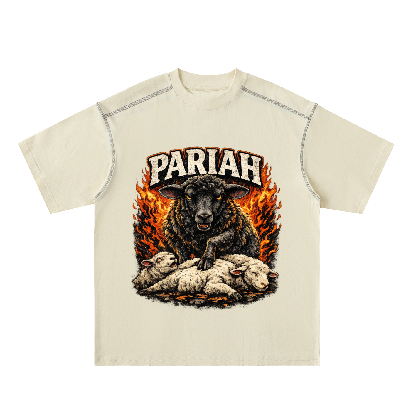 Black sheep Oversized Contrast-Stitched Tee