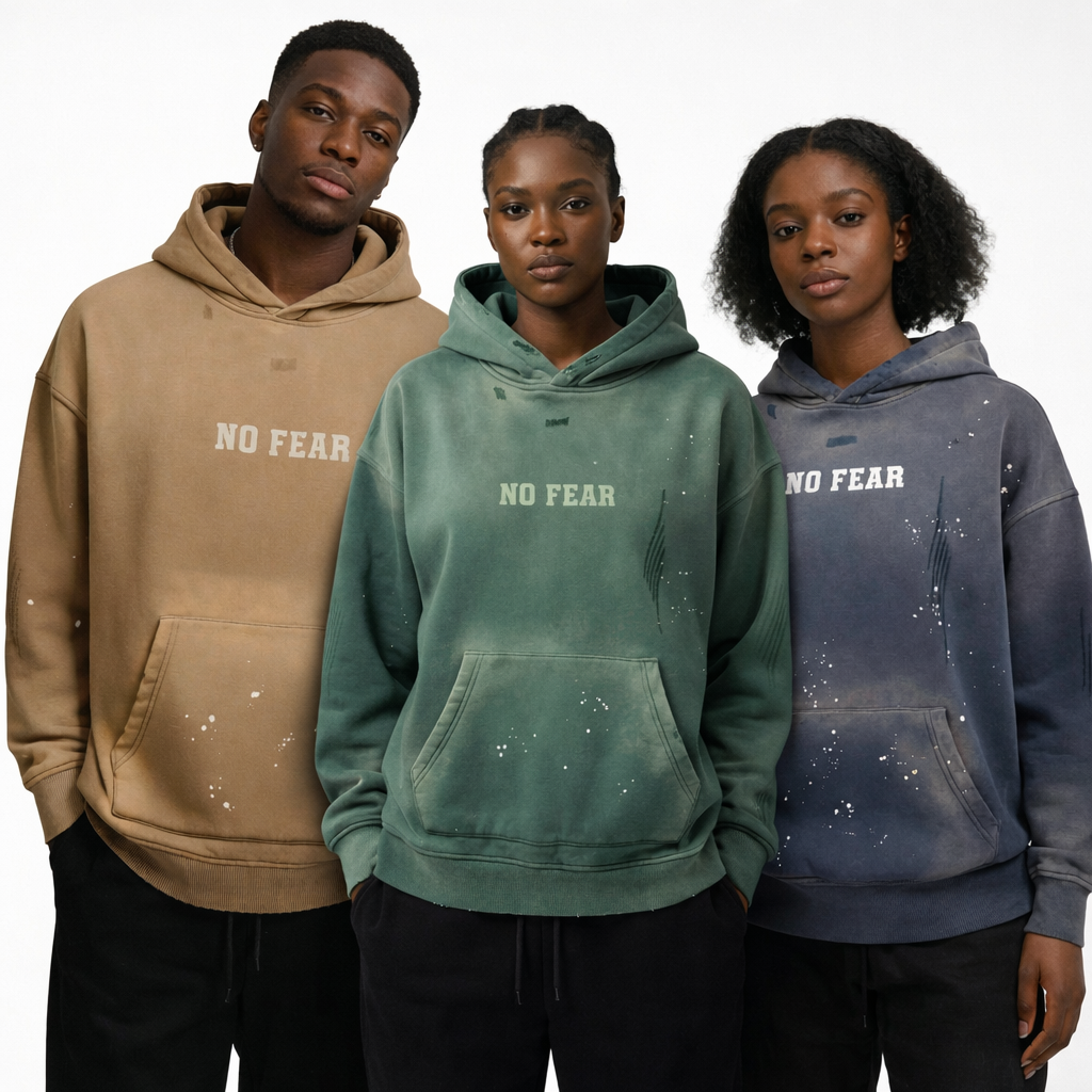 No Fear, Anchored Faith Vintage Washed Fleece  Retro Green Hoodie