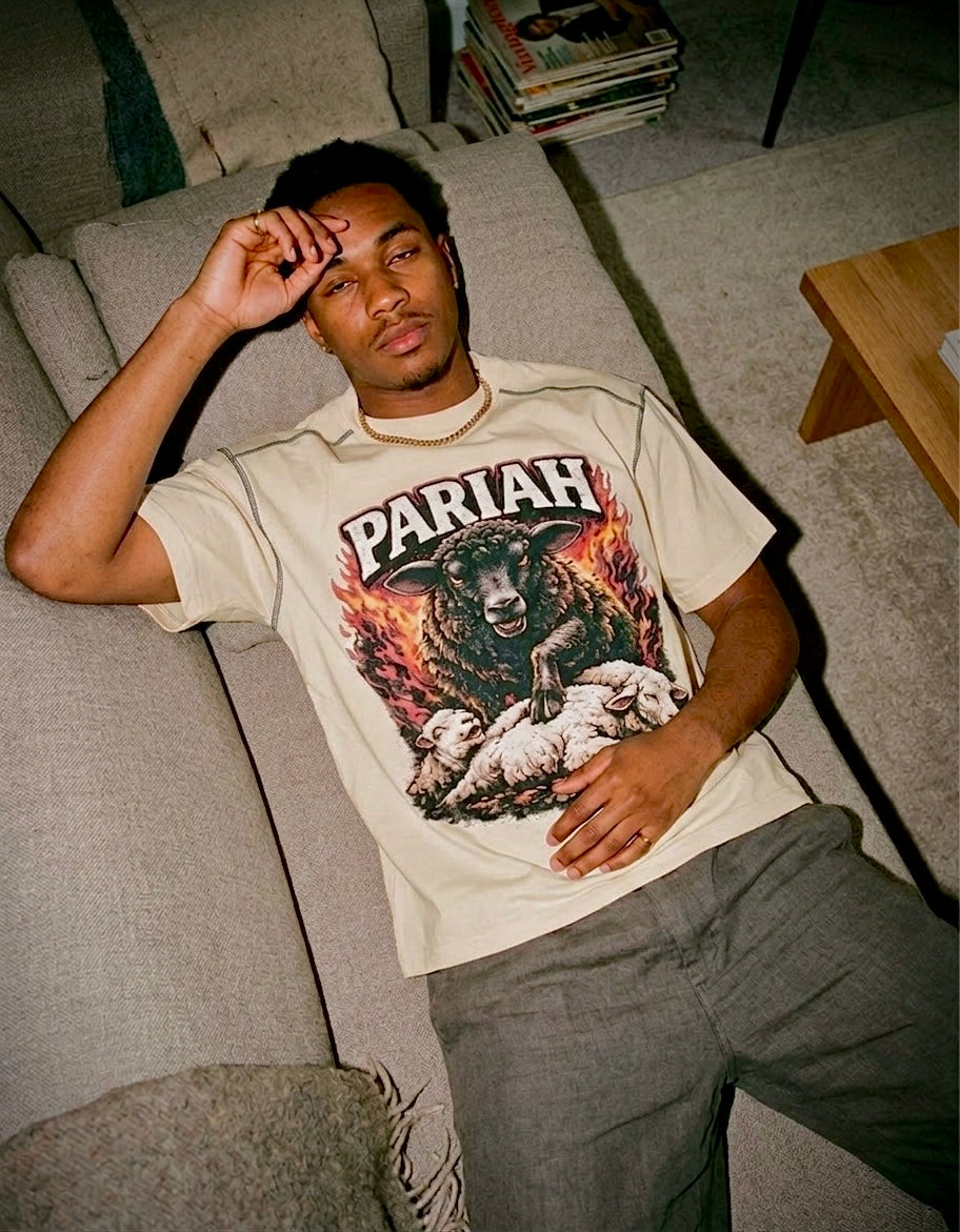 Black sheep Oversized Contrast-Stitched Tee