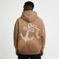 No Fear, Anchored Faith Vintage Washed Fleece Brown Hoodie